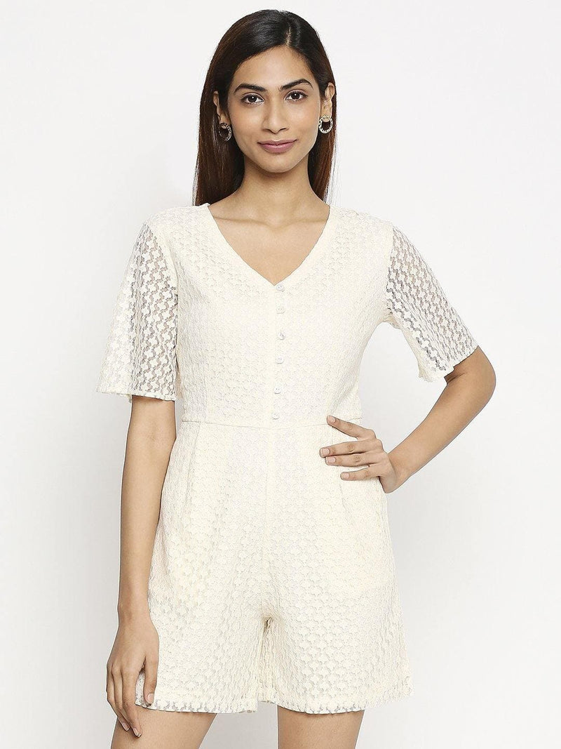 White Lace Romper/Playsuit Dress