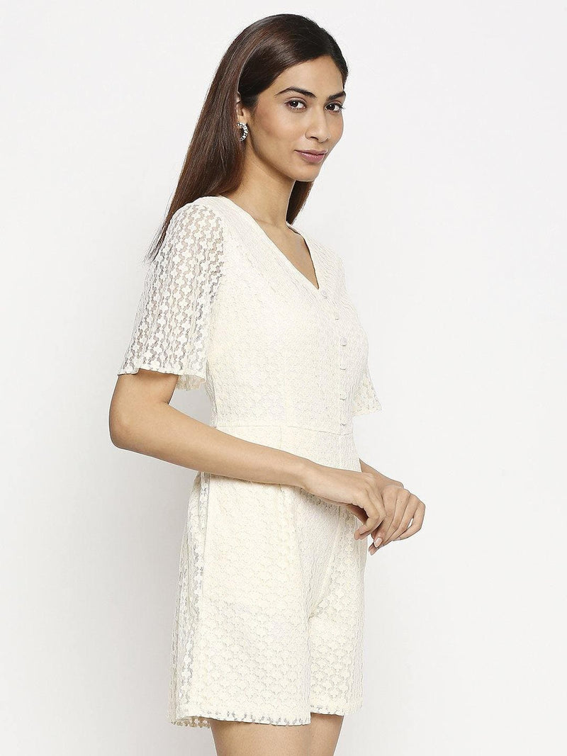 White Lace Romper/Playsuit Dress