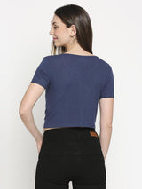 Blue Cotton Crop Top