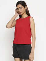 Red Knitted Regular Top