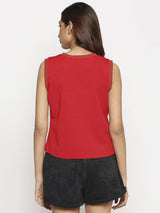 Red Knitted Regular Top