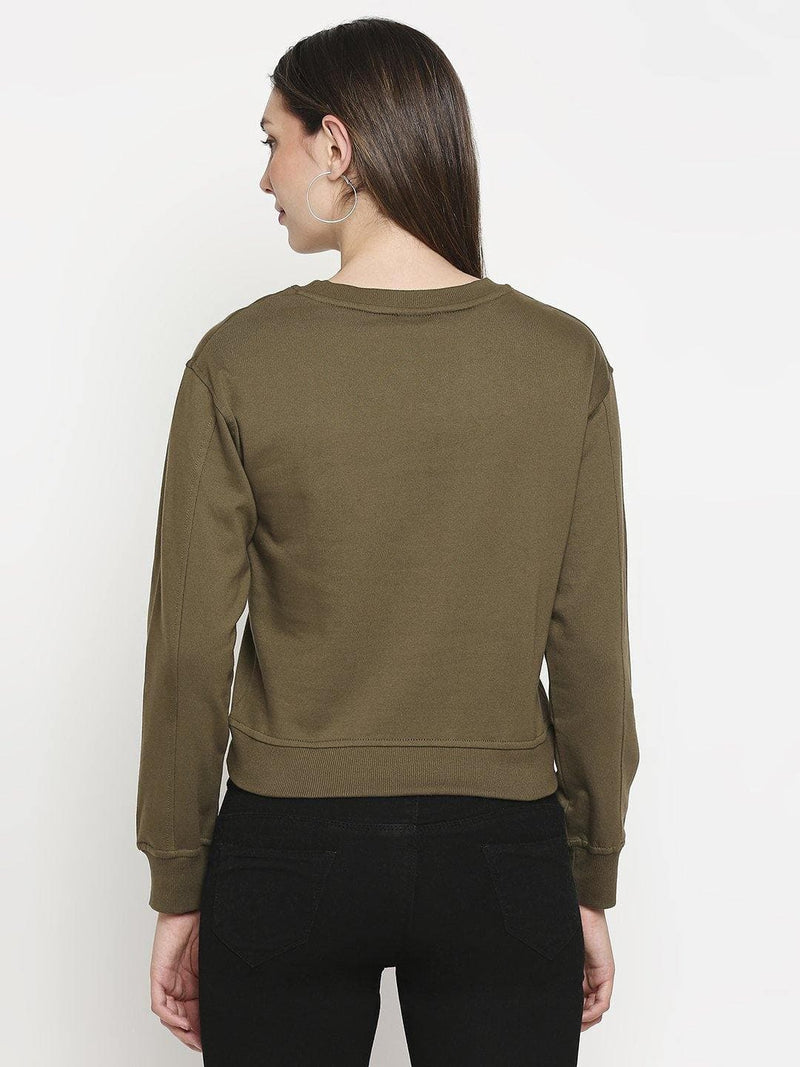 Olive Looper Knit Cotton Pullover