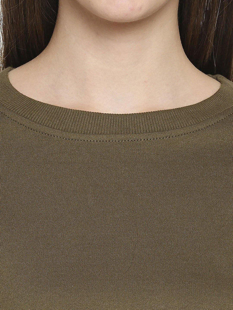 Olive Looper Knit Cotton Pullover