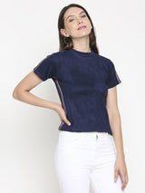 Navy Suede Crop Top