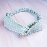 Sage Green Elastic Gingham Hairband