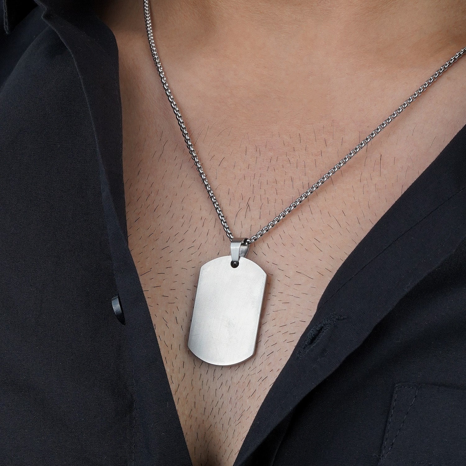 M Premium Jewellery Necklace Dog Tag Silver