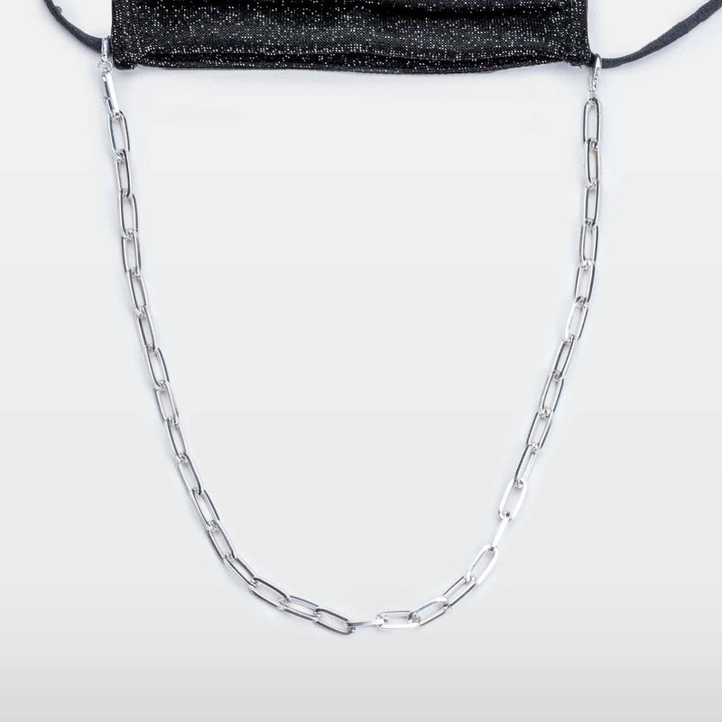 Single Loop Linked Silver Mask Chain