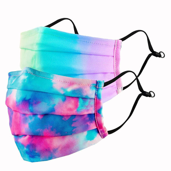 Adults Multicolour Satin Pleated Mask (Rainbow Ombre, Tie & Dye)