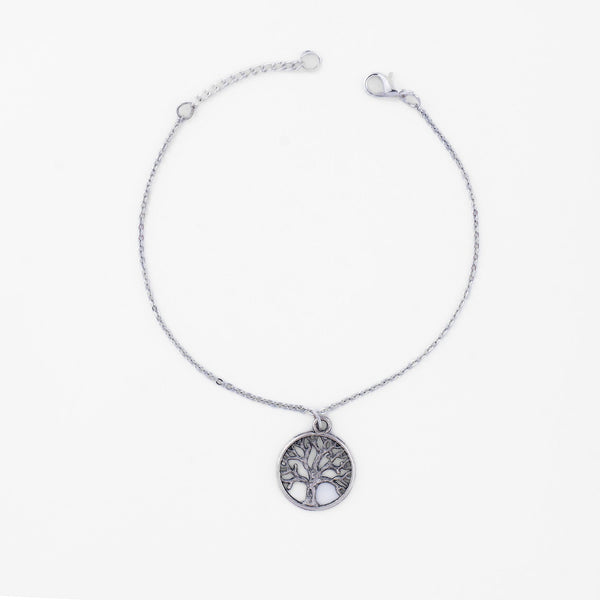 Oxidised Tree of Life Charm Anklet