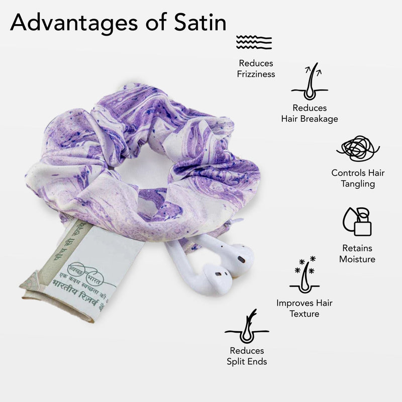 Twilight Purple Secret Pocket Satin Scrunchie