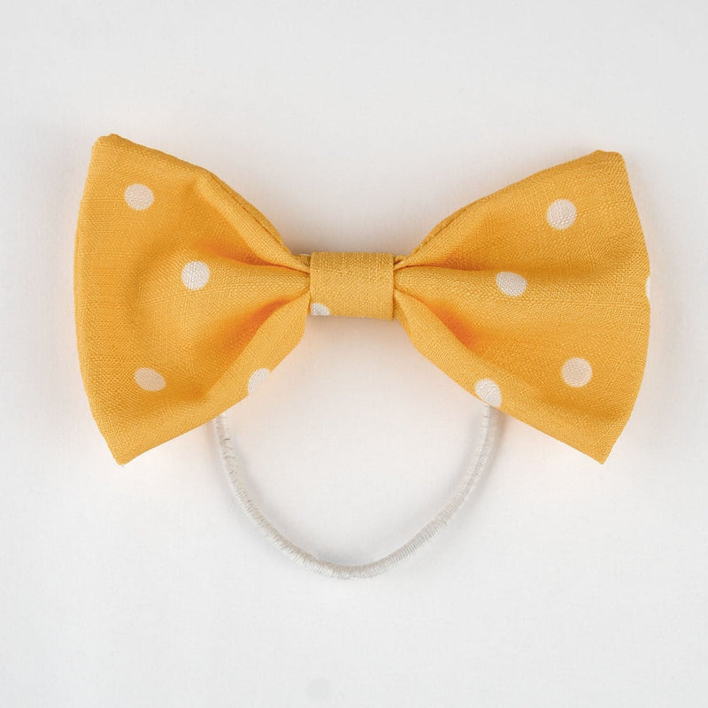 Yellow Polka Dot Bow Hair Tie