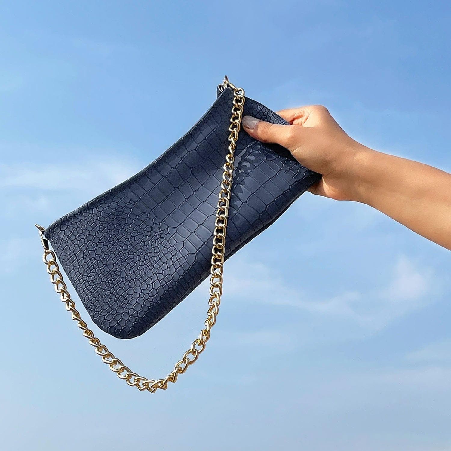 Blue baguette online bag