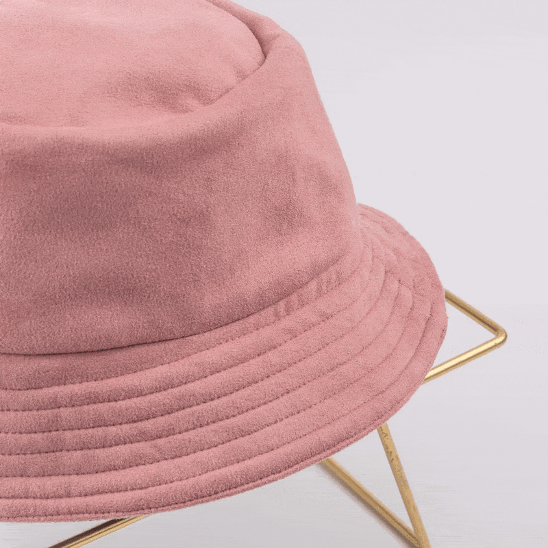 Reversible Suede Bucket Hat (Blue, Pink)