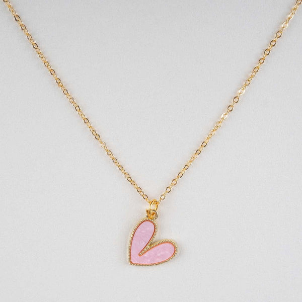 Pastel Pink Heart Charm Necklace