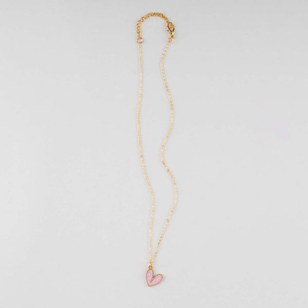 Pastel Pink Heart Charm Necklace