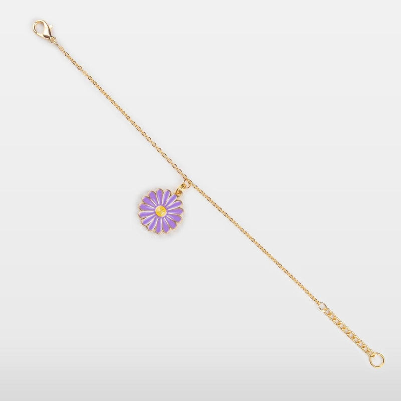 Purple Daisy Charm Bracelet