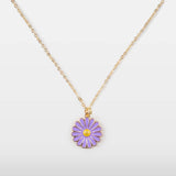 Purple Daisy Charm Necklace