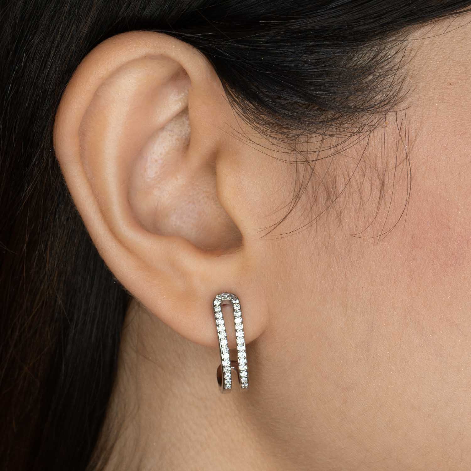 W Premium Jewellery Earrings 4 in 1 Pearl Silver